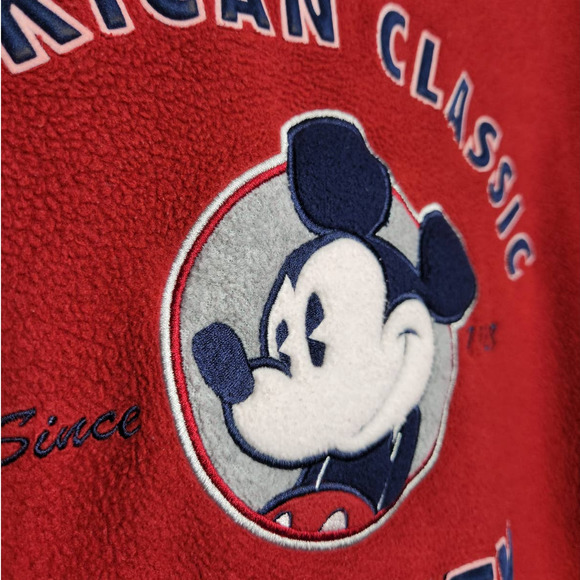 Vintage Mickey Mouse Disney Fleece Crewneck Sweatshirt Red Large Oversized - Picture 5 of 7